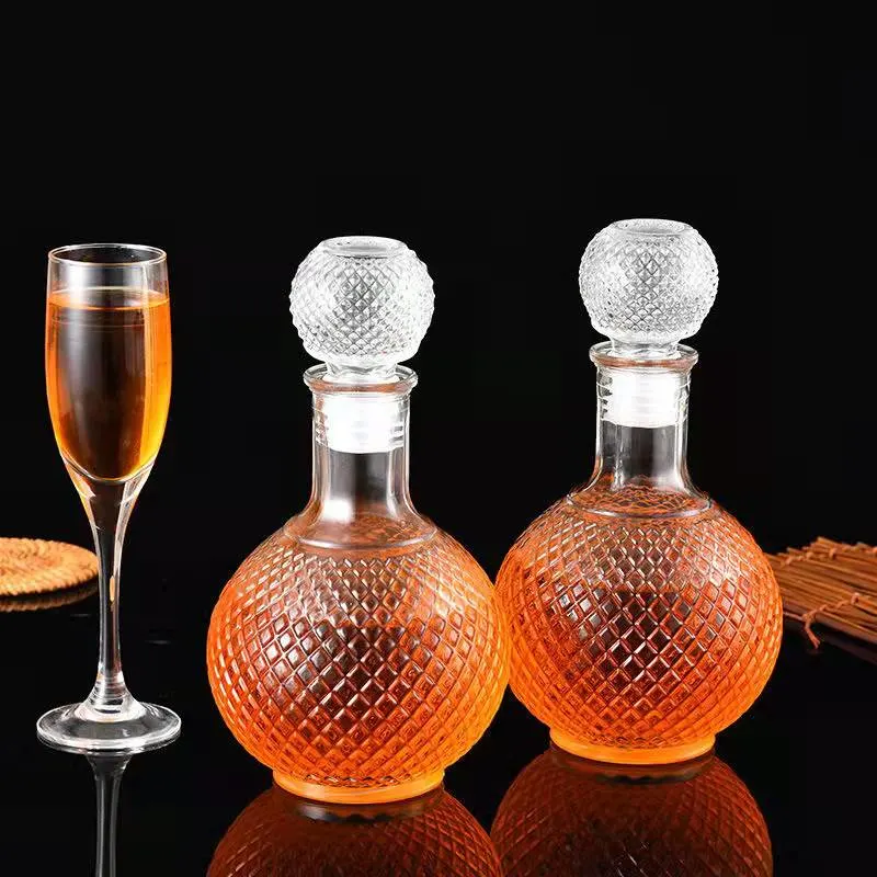 25oz Gold Plated Glass Crystal Bourbon 5 PCS Whiskey Decanter Set