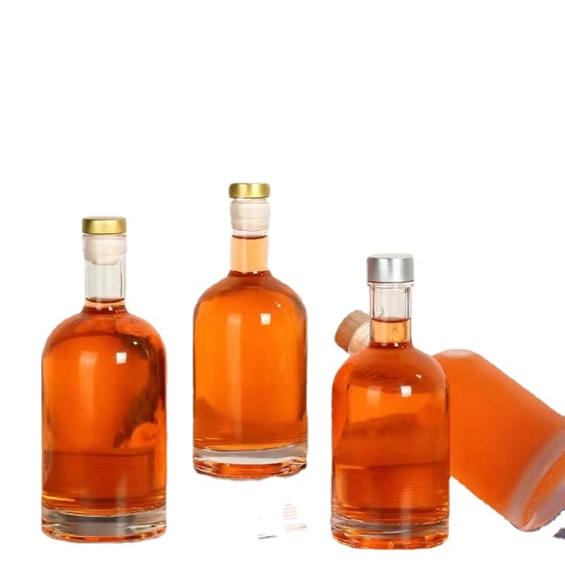 Wholesale Whisky Vodka Brandy Wine Bottle 750ml Luxury Glass 500ml with Cork Stopper