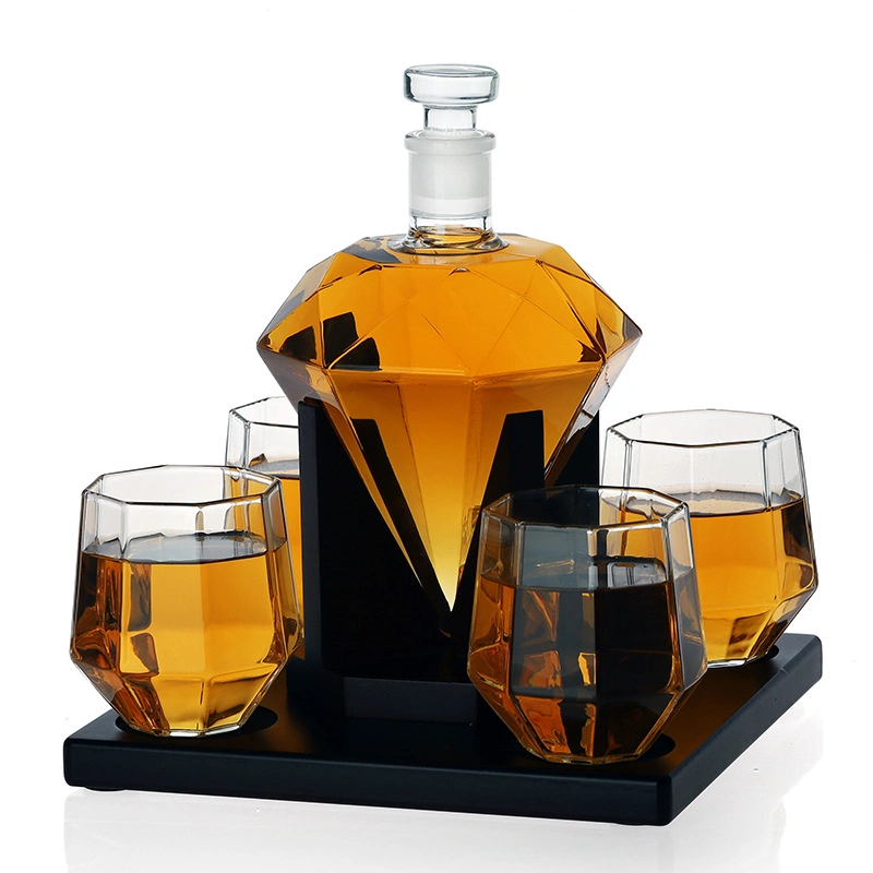 880ml Diamond Shape Wine Decanter Set with 300ml Whisky Cups