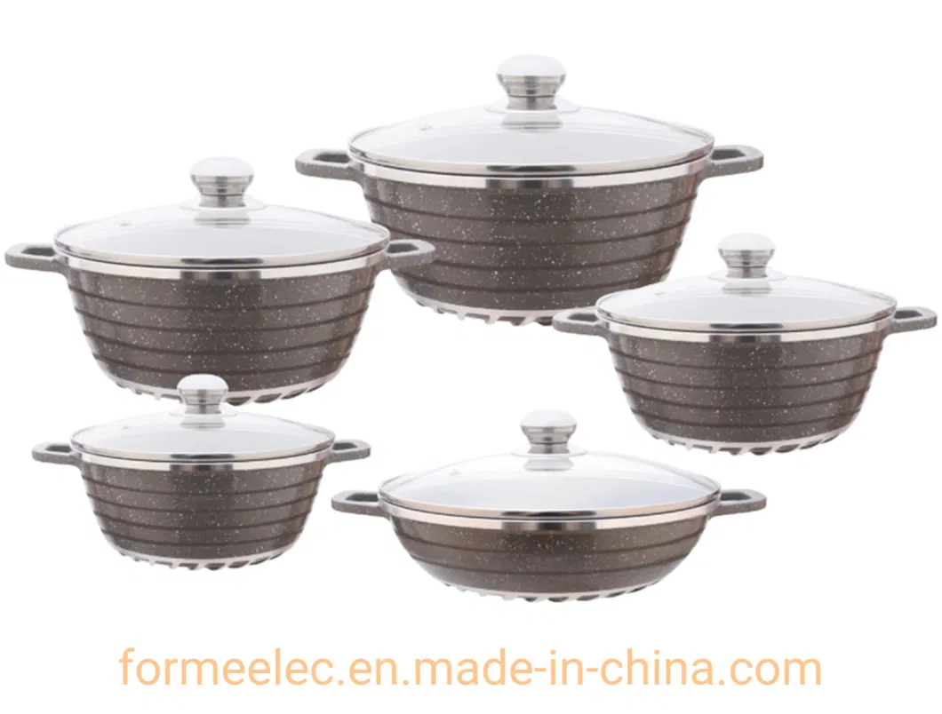 12PCS Cookware Set Fry Pan Casserole Set Aluminum Die-Cast Kitchenware Granite Stewpot