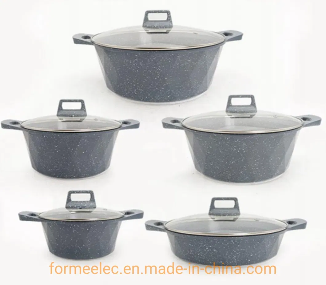 12 Pieces Casserole Set Aluminum Pot Set Ceramic Coating Granite Caserrole Stewpot