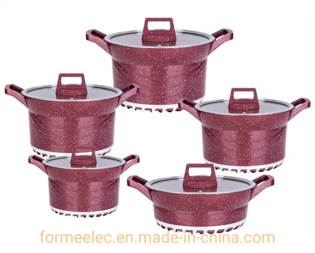 12PCS Cookware Set Fry Pan Casserole Set Aluminum Die-Cast Kitchenware Granite Stewpot