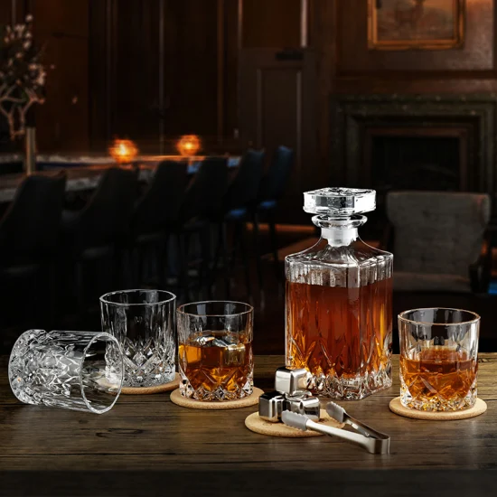 800ml Wholesale Lead Free Whiskey Decanter Set for Liquor, Bourbon, Brandy